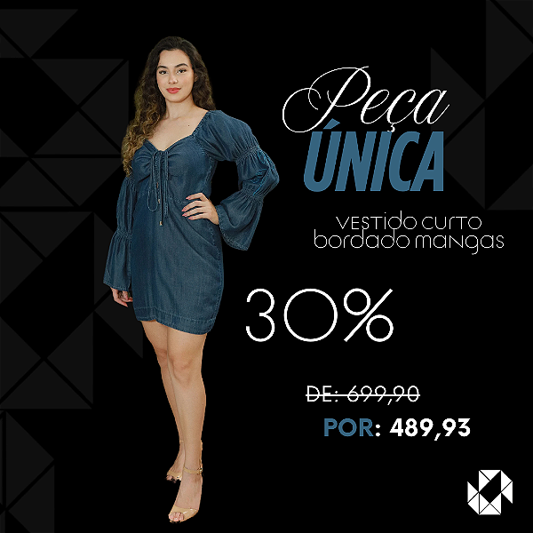 VESTIDO CURTO BORDADO MANGAS