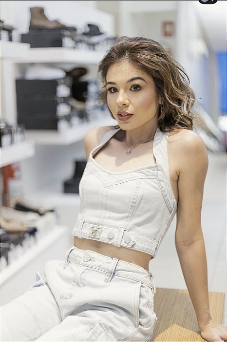 Top Cropped Jeans Amarração