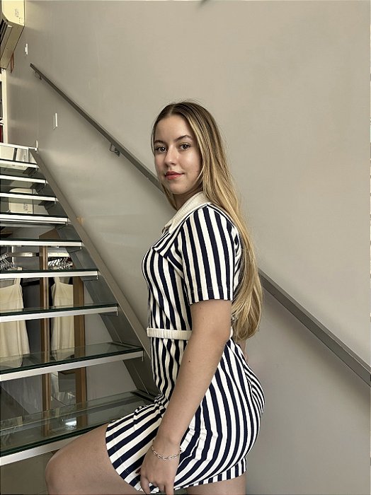 Vestido Curto Polo Listrado