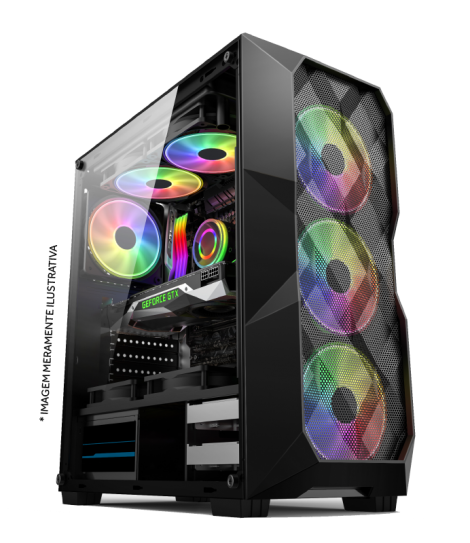Gabinete Gamer Hayom Preto com 3 Fans - GB1710