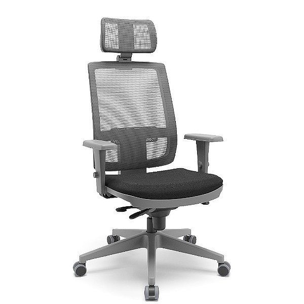 CADEIRA PRESIDENTE TELA GRAFITE - PLAXMETAL