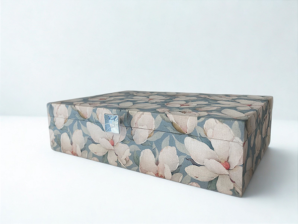 Caixa para joias luxo dupla - Floral Azul