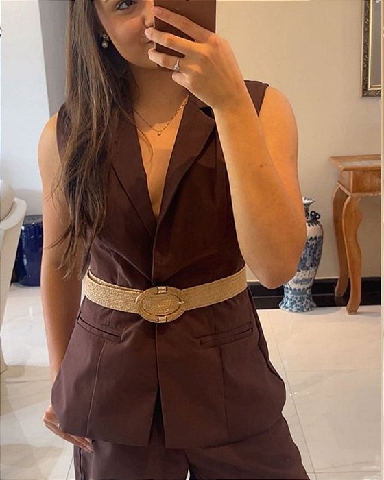 Colete Donatella Marrom