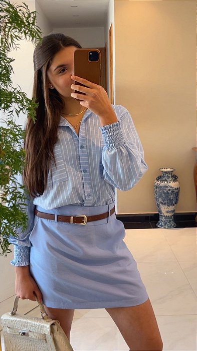 Shorts Saia Alfaiataria Bianca azul claro