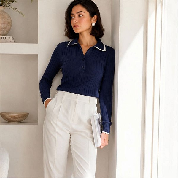 BLUSA POLO MARINHO BICOLOR