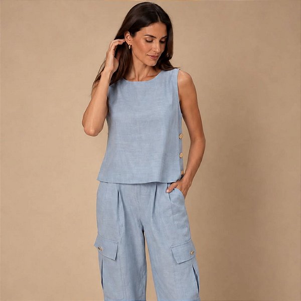 CONJUNTO BLEND LINHO AZUL CLARO