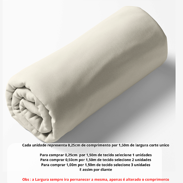 Tecido Tricoline Liso Off White 100% algodão pré lavado - 0,25 cm por 1,50 m