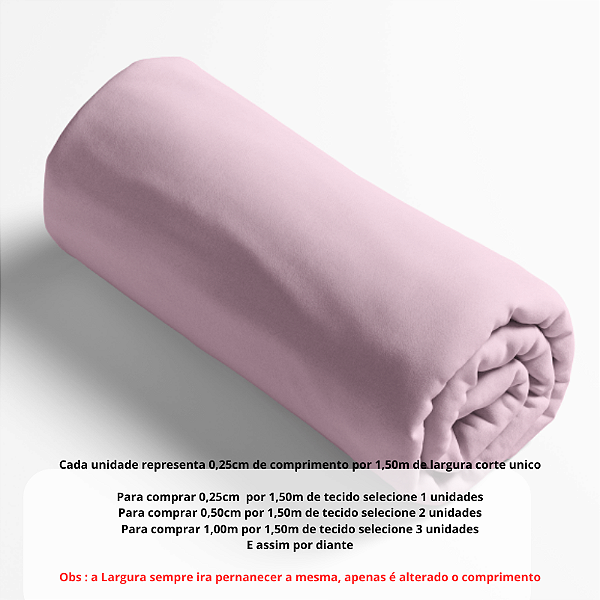 Tecido Tricoline Liso  Rosa bebe 100% algodão pré lavado - 0,25 cm por 1,50 m
