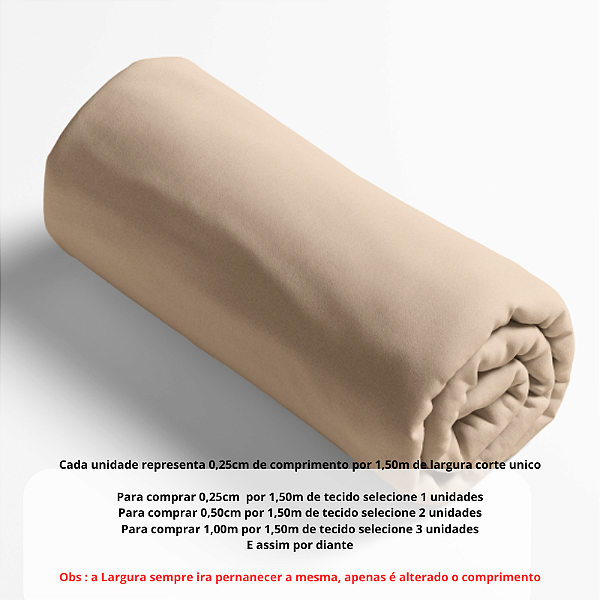 Tecido Tricoline Liso  Bege cor de pele 100% algodão pré lavado - 0,25 cm por 1,50 m