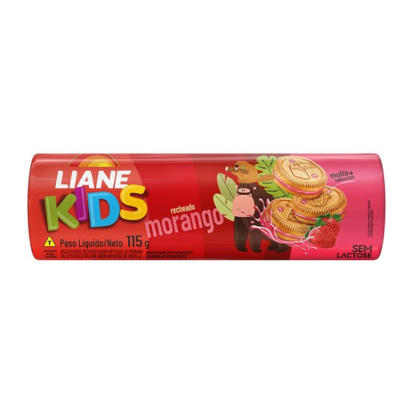 Biscoito Recheado Kids Sabor Morango 115G - LIANE