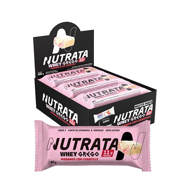 Barra Whey GREGO Morango com Chantilly 12 X 40G - NUTRATA