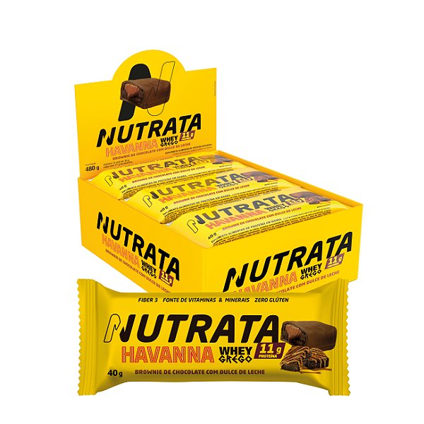 Barra Whey GREGO Brownie de Chocolate com Doce de Leite Havanna 12 X 40G - NUTRATA