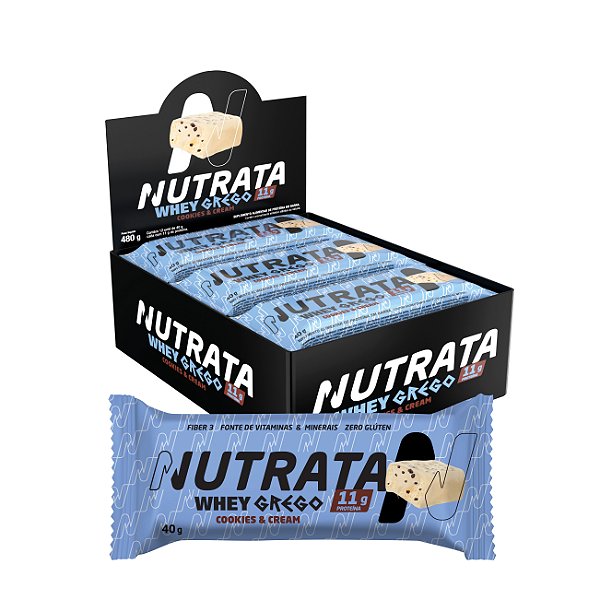 Barra Whey GREGO Cookies e Cream 12 X 40G - NUTRATA