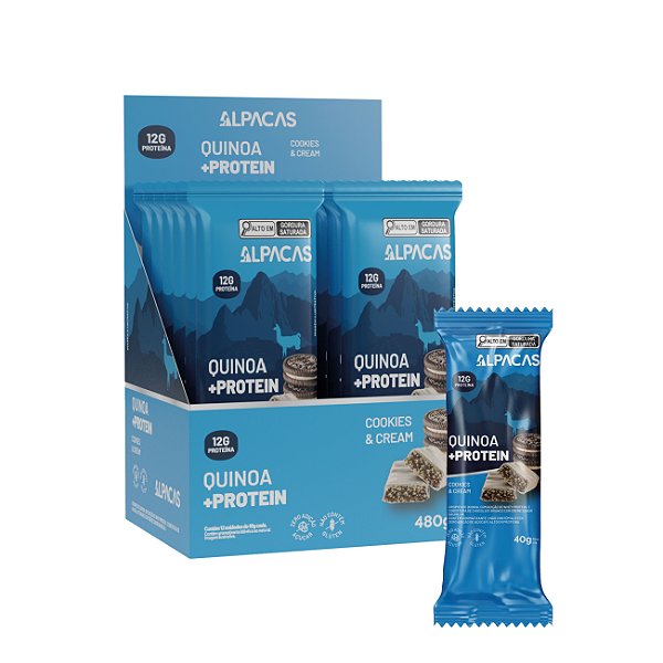 Barra Quinoa + Protein Cookies And Cream 12 X 40G - ALPACAS