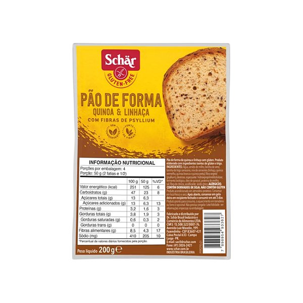 Pão De Quinoa E Linhaça 200G - SCHAR