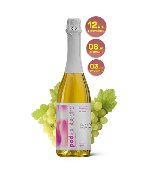 Frisante de Kombucha  Uva Branca - Pod Kombucha (750ml)