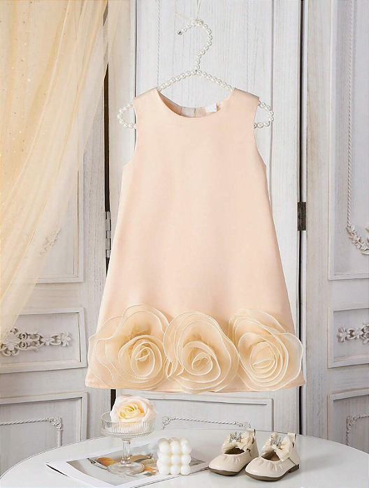 Vestido de Cetim Elegante Sem Mangas com Grande Decoração de Laço e Estampa de Flor, Adequado para Casamento, Festa,