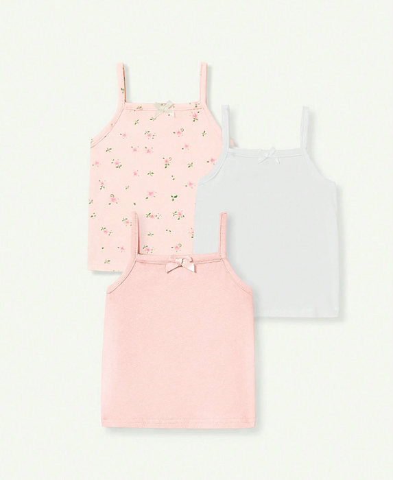 3 peças Conjunto de Tops de Alcinha Decorativos para Bebê Menina com Laço de Verão