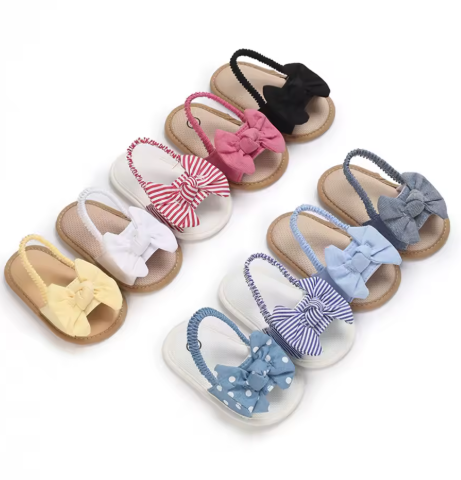 Calçado infantil antiderrapante para primeiros passos, 0-18 meses, sandálias com flores doces, verão, sola macia, sapatos planos de princesa