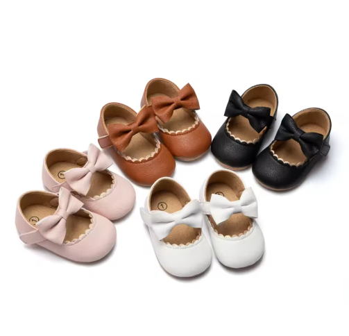 Sapatos de festa de bowknot meckior para bebês, primeiro andador, antiderrapante, sola de borracha, bebês, berço, novo, 2024