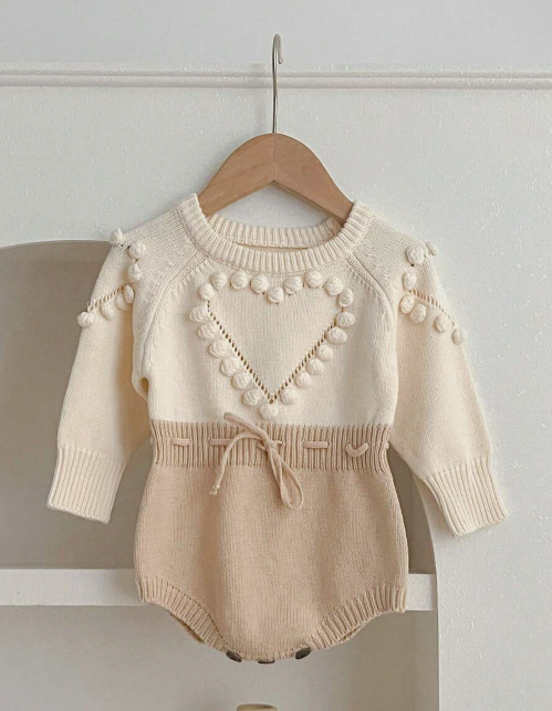 Macacão Casual de Manga Raglan Gola Redonda com Amarração na Cintura, Contraste de Cores, Bebê Menina, Outono/Inverno