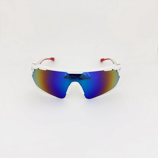 VistaLab Flash branco com vermelho espelhado + case esportiva