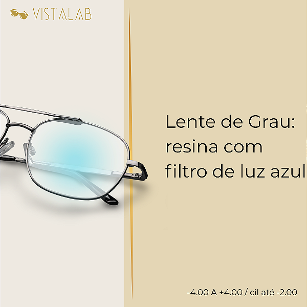 Lente de Grau: resina com filtro de luz azul