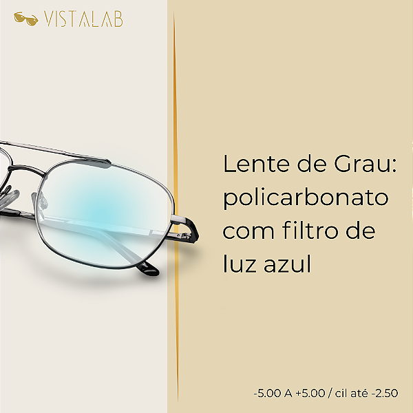 Lente de Grau: policarbonato com filtro de luz azul