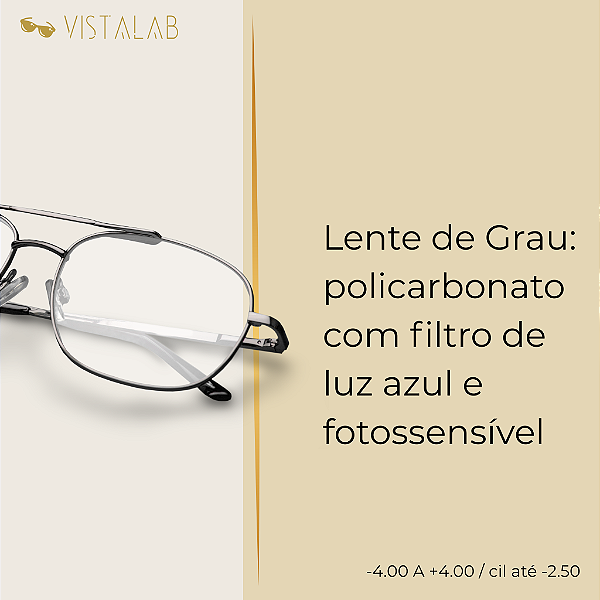 Lente de Grau: policarbonato com filtro de luz azul e fotossensível
