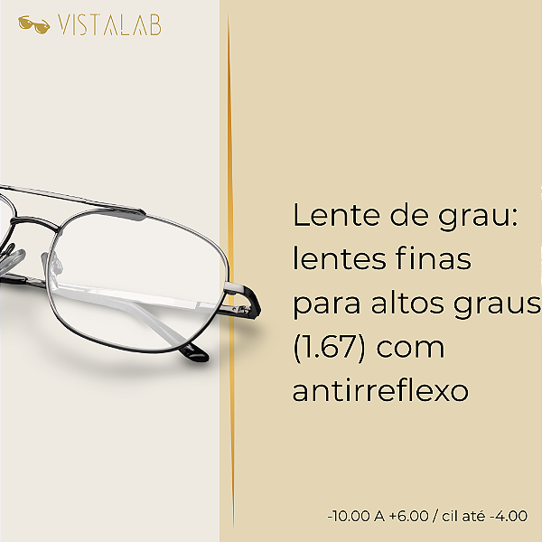 Lente de Grau: finas (1.67) com antirreflexo