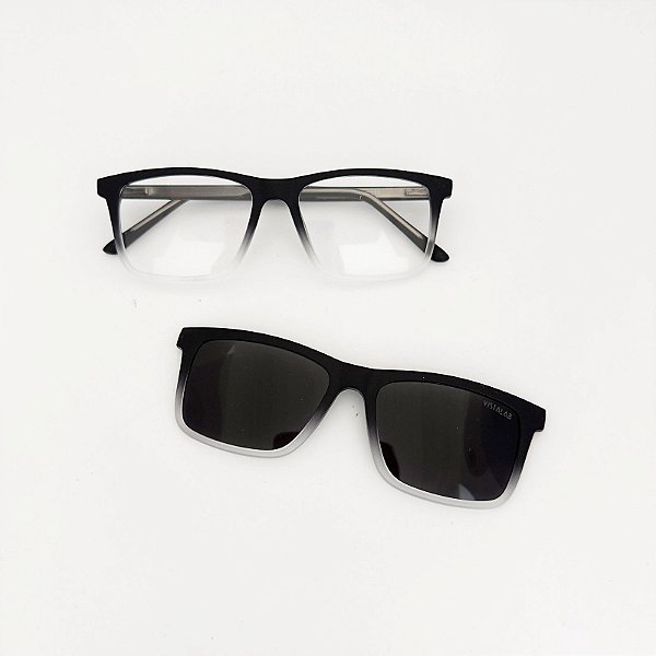 Grau + Solar: Popclip preto com transparente