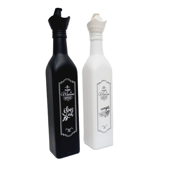 Porta Vinagre Azeite Galheteiro 2 Núcleos Vidro Decorado c/ Bico 500ML (GT004)