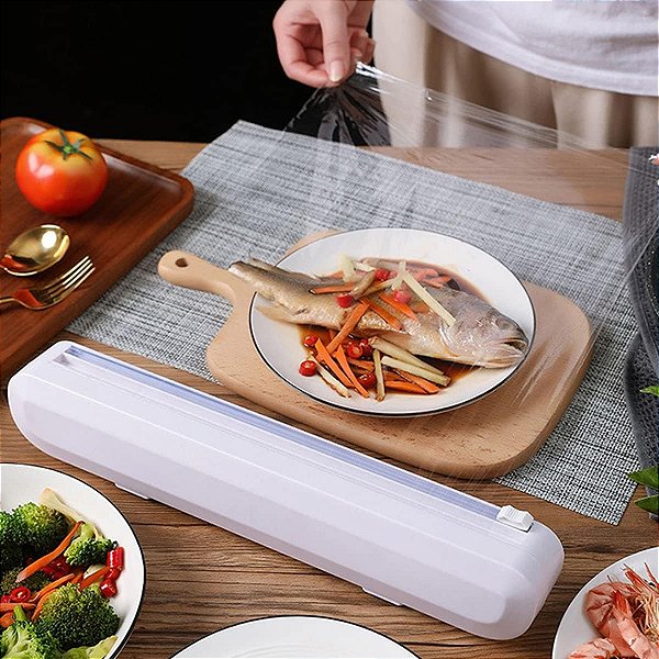 Suporte Plástico Filme Embalador Com Cortador e Fixador (DISPENSEMBALAGEM)