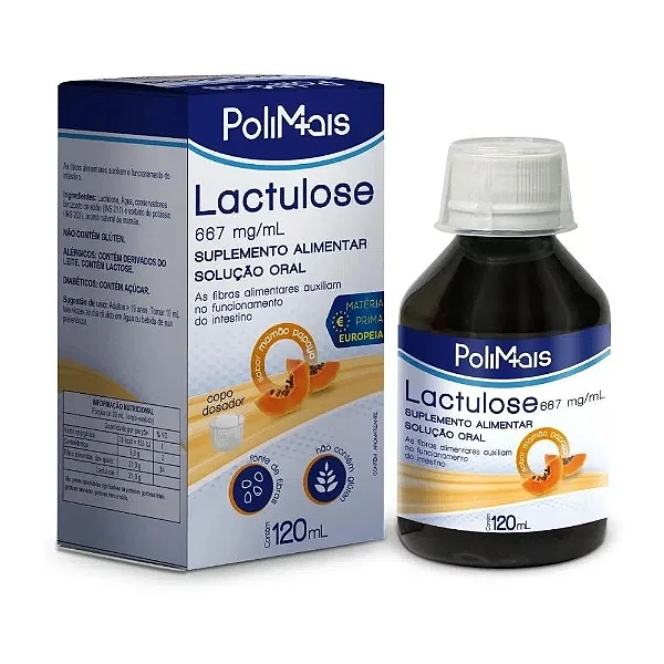 LACTULOSE POLIMAIS 120 ML SABOR MAMÃO PAPAIA