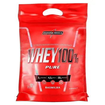 WHEY 100% PURE INTEGRALMEDICA 900G REFIL BAUNILHA