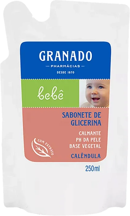 SABONETE GRANADO BEBE 250ML LÍQUIDO GLICERINA CALÊNDULA REFIL