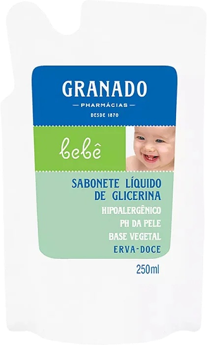 SABONETE GRANADO BEBÊ 250ML LÍQUIDO GLICERINA ERVA DOCE REFIL