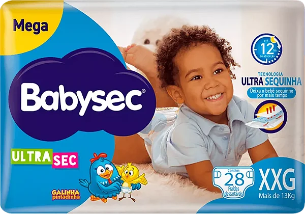 FRALDA BABYSEC GALINHA PINTADINHA MEGA XXG 28UN
