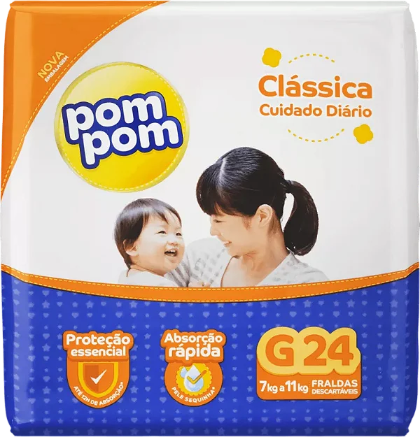 FRALDA POM POM CLÁSSICA JUMBO G 24UN