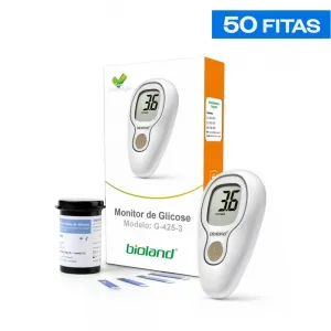 Kit Medidor de Glicose G-425-3 Completo com 50 tiras Bioland Disponibilidade: Imediata