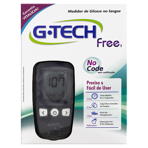KIT MEDIDOR GLICOSE G-TECH FREE C/10 TIRAS