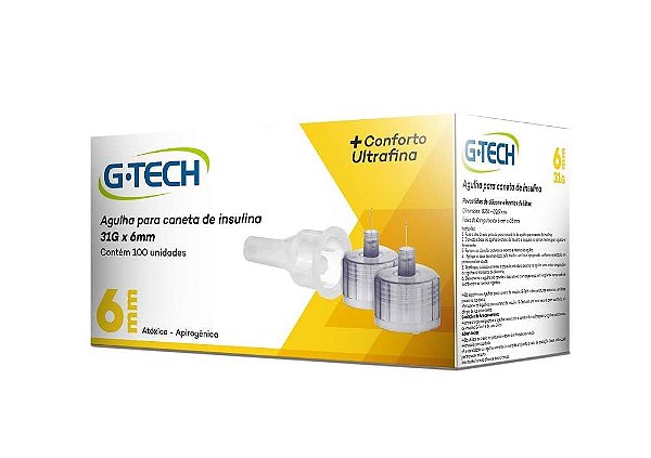 AGULHA P/INSULINA G-TECH 6MM CX C/100 UND