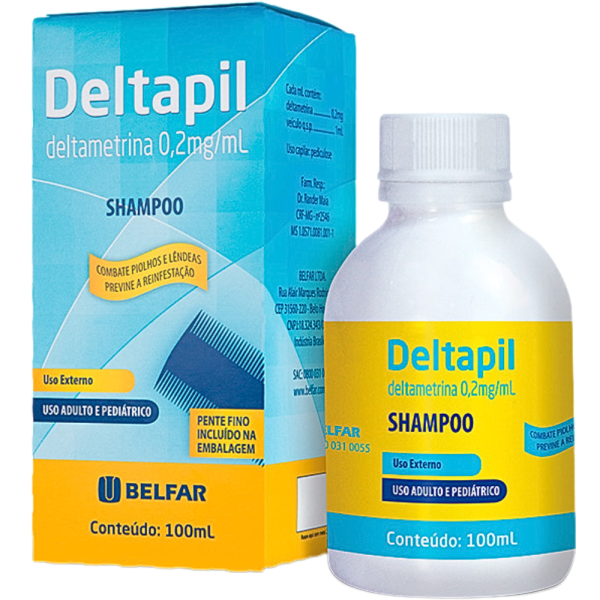 Deltapil 0,20mg shampoo para piolhos e lêndeas com 100ml - Belfar