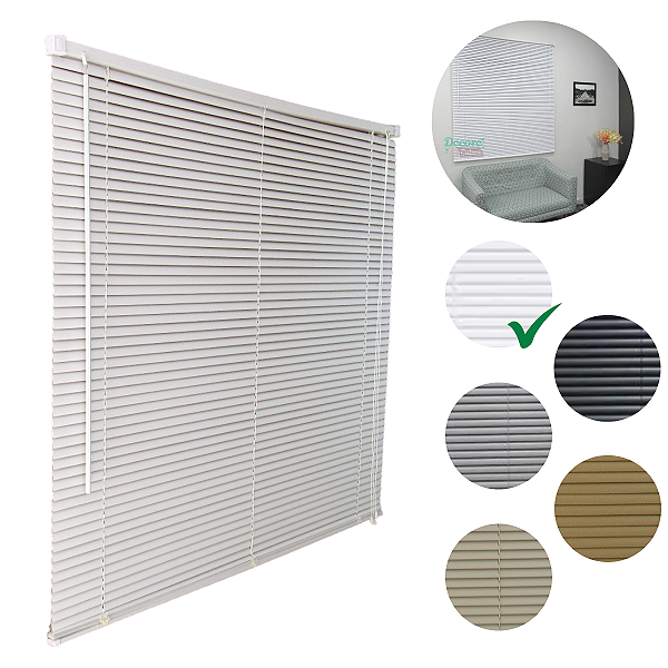 Persiana Horizontal PVC 25mm BLOCK 100larg x 220alt Branca