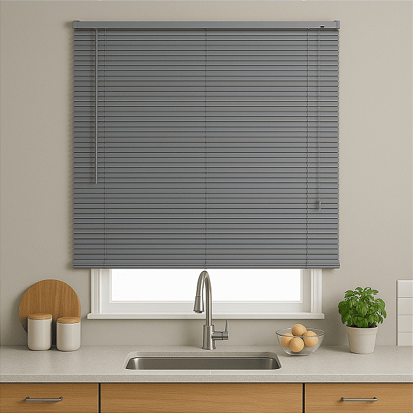 Persiana Horizontal PVC 25mm BLOCK 140larg x 160alt Cinza