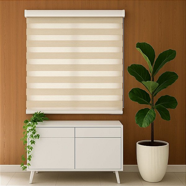 Persiana Zebra Prime 140larg x 160alt Mescla Bege