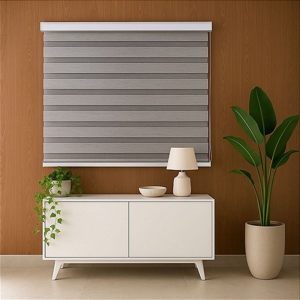 Persiana Zebra Prime 140larg x 160alt Mescla Cinza