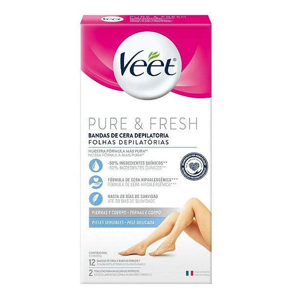 FOLHAS VEET PURE & FRESH CORPO C/12 PELE DELICADA