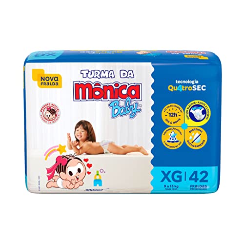 42 Fraldas Descartáveis Tamanho XG Turma Da Mônica Baby