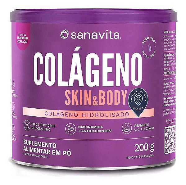 Colágeno Skin Sanavita Morango Com Açaí 200g